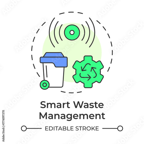 Smart waste management multi color concept icon. Garbage recycling efficiently. City infrastructure and services. Round shape line illustration. Abstract idea. Graphic design. Easy to use in booklet