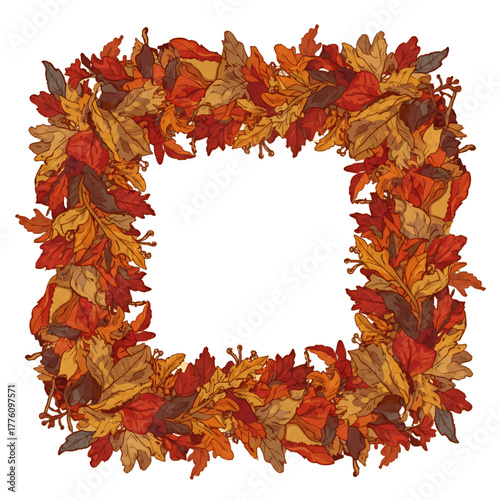 Frame with dry leaf elements. Isolated on a white background.