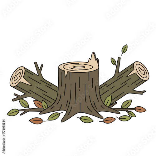 a tree that has been cut down. isolated on a white background.