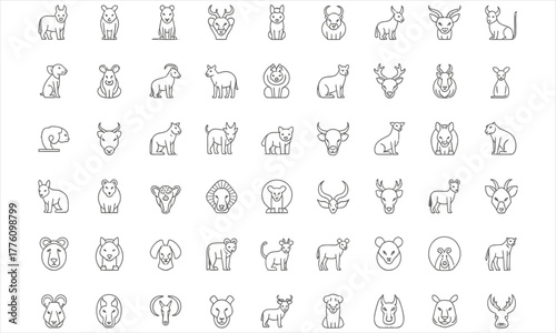 Diverse Collection of Animal Icons for Various Design Needs