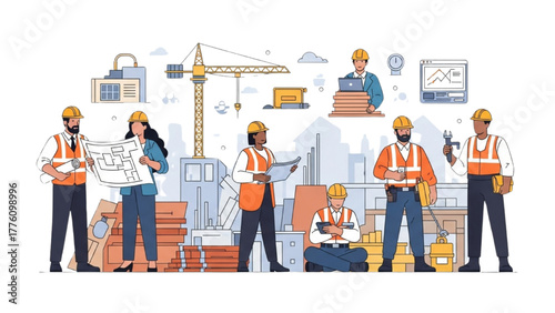 Construction and Engineering Team Working on a City Development Project