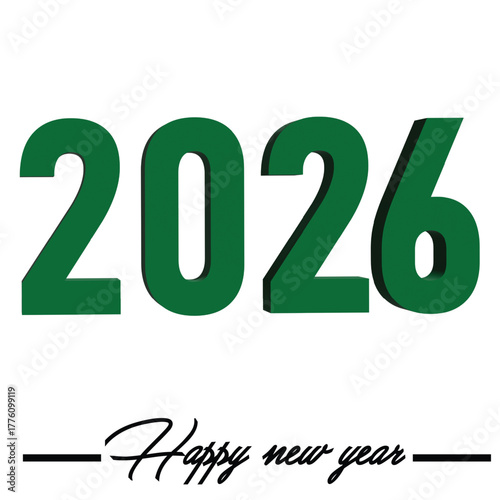 2026 Happy new year Text 3D
