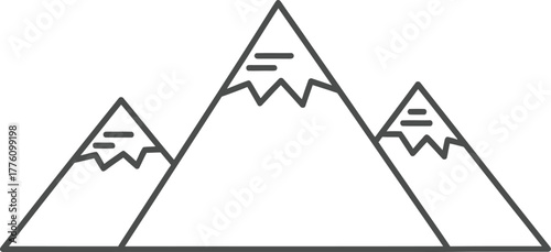 Simple hand drawn mountain range peaks outline nature outdoor adventure scenery isolated on transparent background