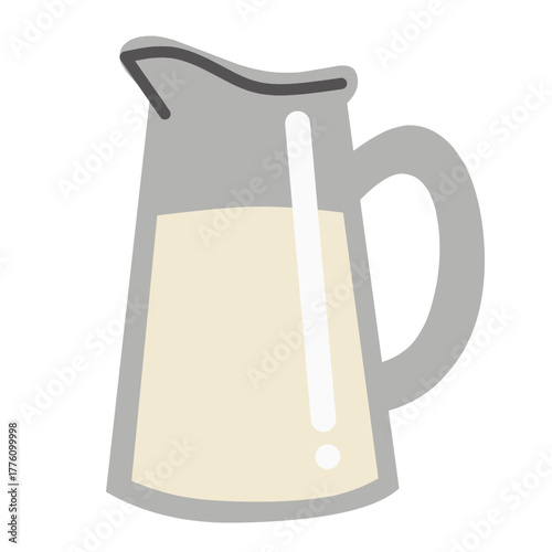 Milk Jug in Flat Minimal Style for Café and Breakfast Theme