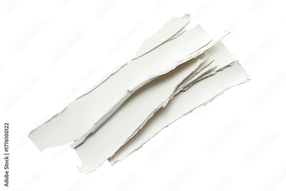 Naklejka premium Torn white paper strips isolated on transparent background. White ripped paper torn edges strips isolated on white background.