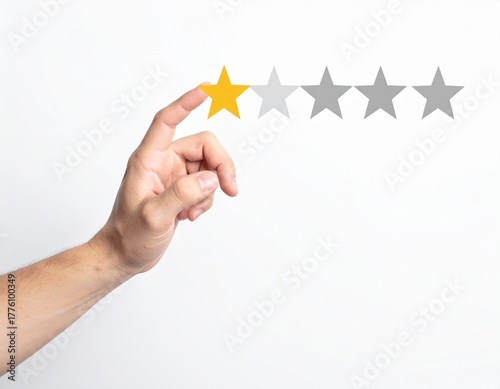 Person's hand interacting with a rating system of three stars selected