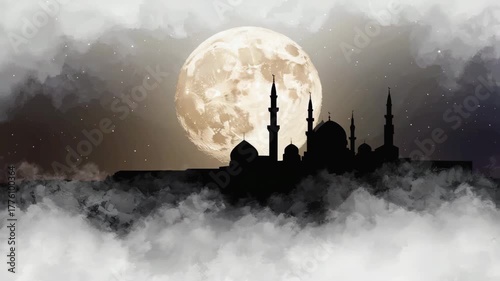Silhouetted Mosque Under Glowing Full Moon | Mystical Islamic Night Sky Scene

Majestic Mosque and Moon | Dreamlike Islamic Digital Art in Blue and Gold Tones