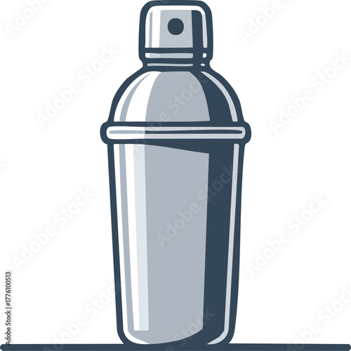 Classic silver cocktail shaker for bartending and mixology
