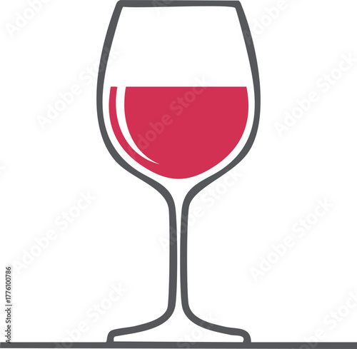 Simple line art icon of a glass filled with red wine