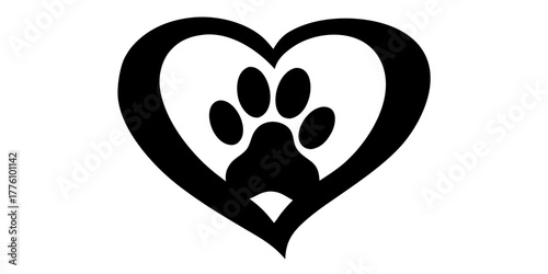 Heartfelt pet love with paw print emblem, a symbol of animal rescue and adoption, perfect for veterinary clinics and pet care businesses