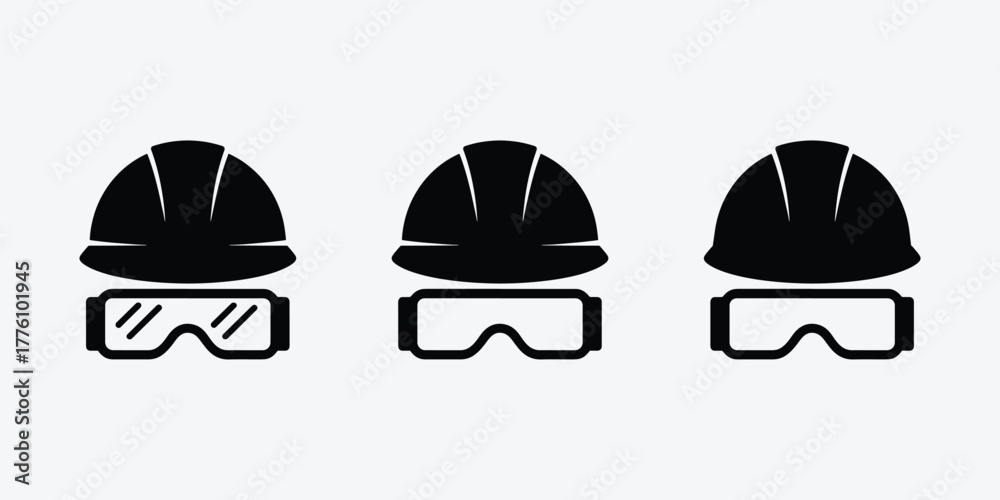 Fototapeta premium Minimal construction helmets and safety glasses isolated on white background