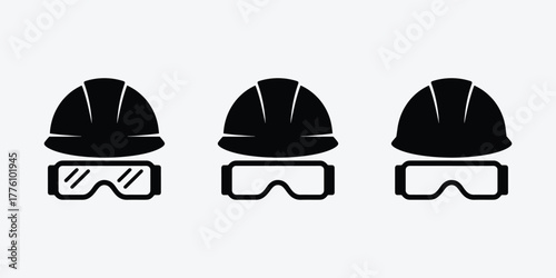 Minimal construction helmets and safety glasses isolated on white background