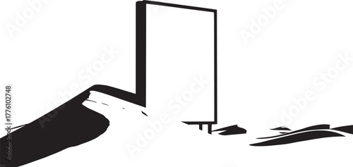 Blank Black Billboard Mockup Illustration Empty Advertisement Banner Street Sign Vector