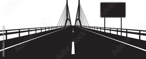 Bridge road sign transportation highway advertising city urban architecture vector