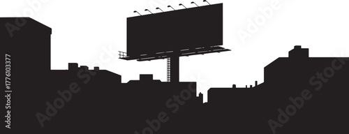 Cityscape Billboard Building Urban Silhouette Advertising Outdoors Vector Art