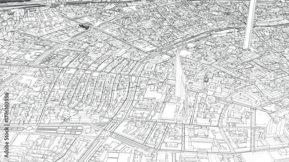 Fototapeta premium Intricate Cityscape Wireframe