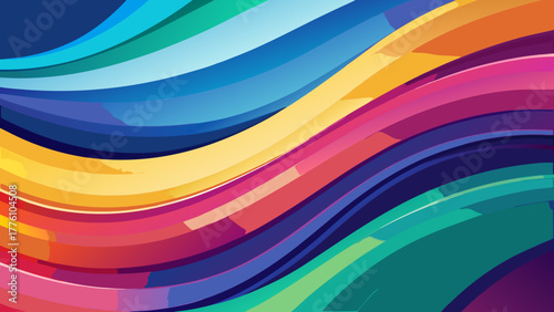 Vibrant abstract wavy lines background in rainbow colors