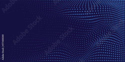 Vector blue wavy halftone background. Dot pop art sport style abstract modern