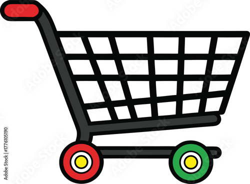 Shopping Cart Icon. Minimal Cart Symbol Design. Online Store Cart Icon. Simple Shopping Basket. Retail Cart Graphic. E-Commerce Cart Illustration. Empty Shopping Cart Outline