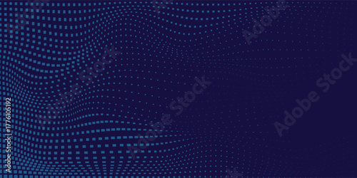 Vector blue wavy halftone background. Dot pop art sport style abstract