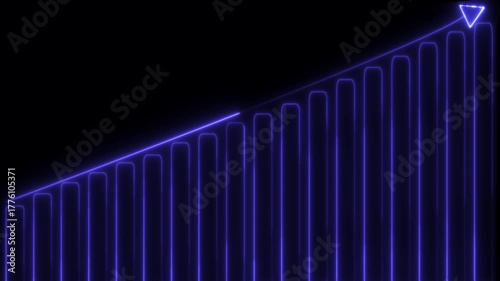 NEON Business charts depicting growth and profit success. arrow, bar business concept, business graph neon line profit progress sales success, up concept..