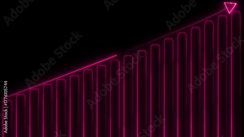 NEON Business charts depicting growth and profit success. arrow, bar business concept, business graph neon line profit progress sales success, up concept..