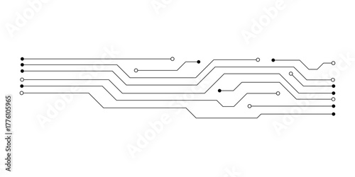 Technology black circuit diagram concept. High-tech circuit board connection system.Vector abstract technology on a white background.