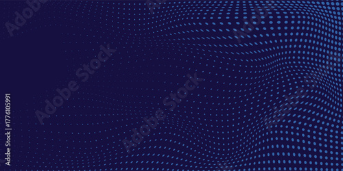 Abstract blue wavy halftone background. Dot pop art sport style art modern