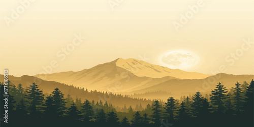 Sepia Sunrise Over Whispering Pines