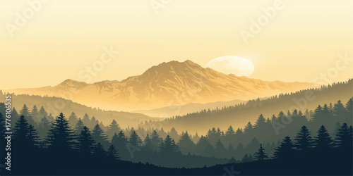 Sunrise Over Golden Pine Veil