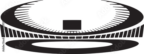 Stadium Vector Silhouette Grandstand Arena Architecture on Checkered Background