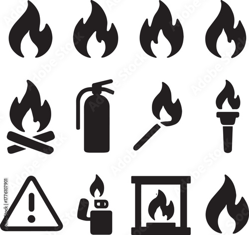 Burning and Safety Vector Icons