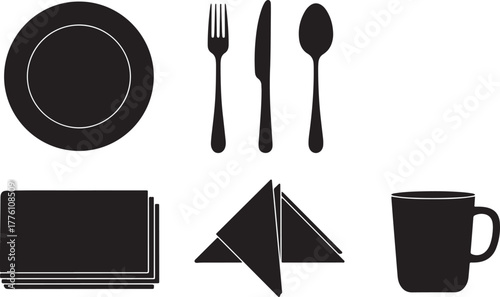 Dining and Table Setting Icons vector