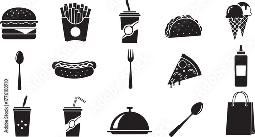 Fast Food and Drink Icons Collection vector