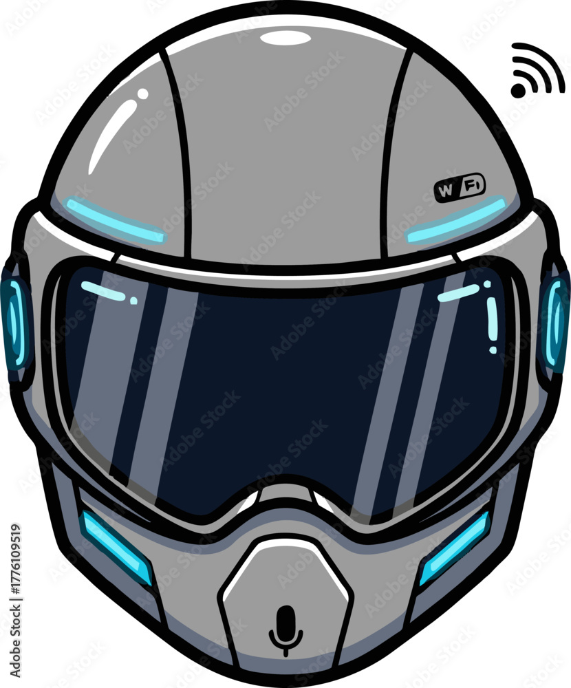 Fototapeta premium Futuristic Smart Helmet with Integrated Technology and Communication Features.