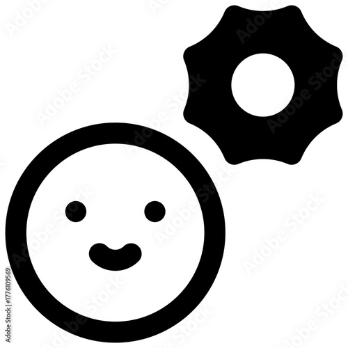 Mental health. Outlined stroke vector icon with black-filled details.