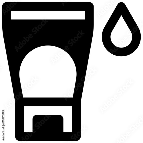 Skincare. Outlined stroke vector icon with black-filled details.