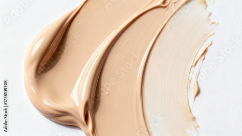 Luxurious creamy cosmetic texture applied on a white background