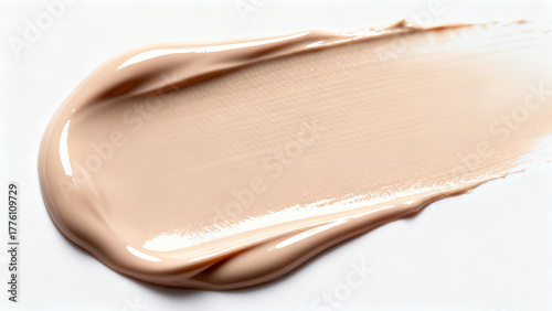 Luxurious creamy cosmetic texture applied on a white background