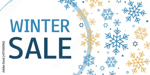 Winter Sale horizontal background. Template for design, banner, flyer, poster, advertising, online store, 
shopwindow, promotion, sell-out.