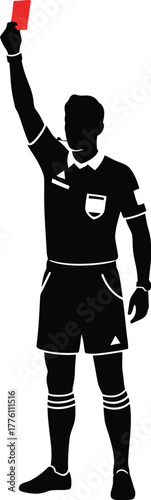 Referee silhouette vector holding up red card