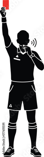Referee silhouette vector holding up red card