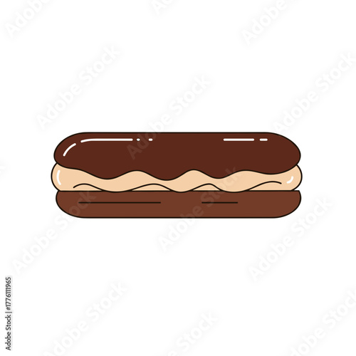 Chocolate Eclair Pastry Illustration: Creamy Filling and Icing