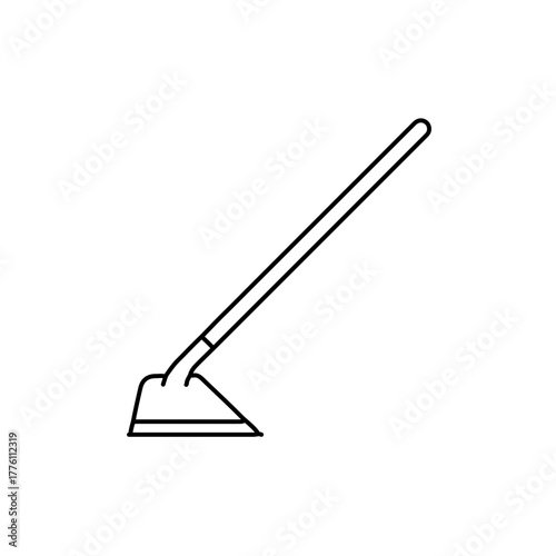 Simple Outline of a Garden Hoe, Angled for Illustration Purposes