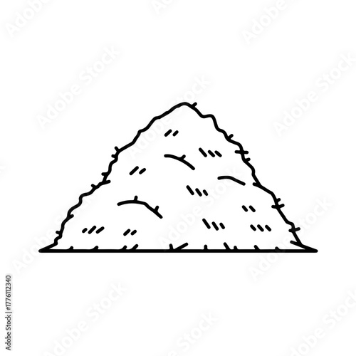 Stylized Black and White Illustration of a Small, Textured Pile