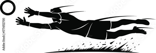 Goalkeeper silhouette vector diving for save