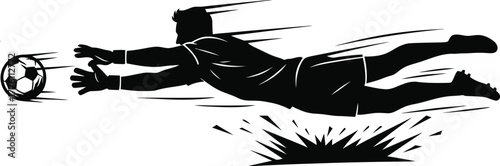 Goalkeeper silhouette vector diving for save