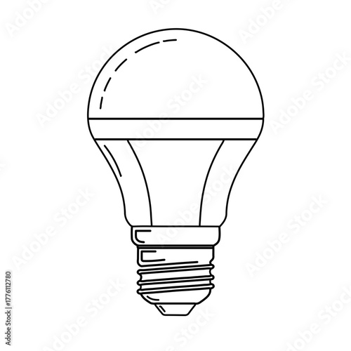 Simple Line Drawing of an LED Lightbulb