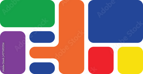 Colorful abstract geometric shapes with rounded corners