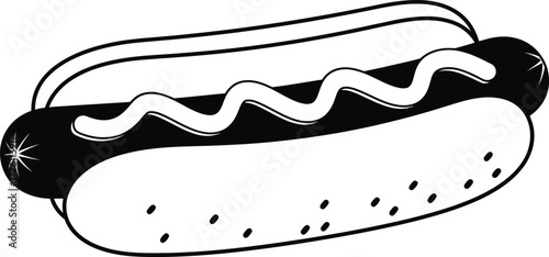 Photos Classic hot dog with mustard delicious fast food emblem minimalist design isolat
